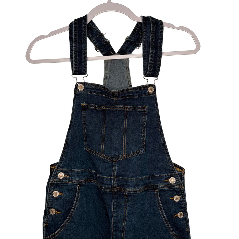 Dark Wash Denim Boyfriend Overalls Slim Leg Stretch Small 90s Grunge Workwear